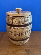 Vintage 1960’s Ceramic Barrel Cookie Jar Brown picture