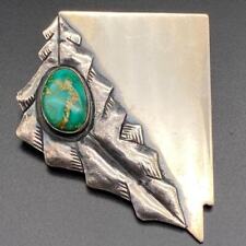 Vintage Anglo Frank Patania Nevada Turquoise Sterling Silver Pendant Brooch picture