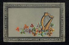 Vintage Clear Celluloid? Frosted Harp Floral Card c1920's-30's? picture