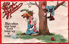 WOMAN, MAN UP A TREE On A/S DWIG Vintage 1912 Comic LEAP YEAR Postcard picture