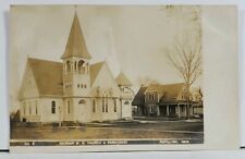 RPPC Papillion Nebraska German M.E. Church & Parsonage Real Photo Postcard L19 picture