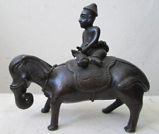 Antique 17th century Chinese MING DYNASTY Bronze Elephant Rider Water Dropper picture