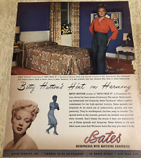BETTY HUTTON for BATES BEDSPREADS / CHARM-KURL - Vtg 1943  Magazine 2-sided Ads picture