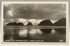 RPPC Sunset off Chapman Point, Seaside, Oregon OR Postcard picture