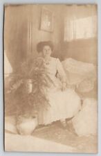 RPPC Edwardian Lady Dress Three Strap Shoes Wild Hair Pottery Postcard G30 picture