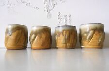 Lot Of 4 Studio Art Pottery Yunomi Tea Cups Tea Bowls Signed Stoneware SM Bowls picture