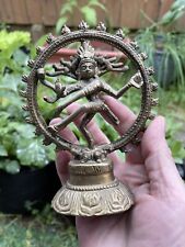 Vintage Solid Brass Dancing Shiva Nataraja Statue 5” Small picture