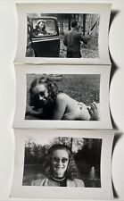 1940s Woman in CAT EYE Glasses Bikini Man w PIPE and RIFLE GUN Snapshot Photo picture