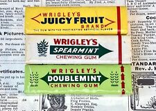 3 Packs Of Vintage Gum Wrigleys Chewing Gum Spearmint Juicy Fruit Antique NOS picture