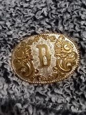 Crumrine Western Belt Buckle Initial D Gold Silver Rodeo Monogram Used Jewelers  picture