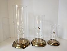 3 VTG Wolfard Hand Blown Floating Glass Oil Lamps w/ Brass Bases & Wick Holders  picture