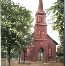 1907 Lewiston, MN German Lutheran Church Litho Photo Hand Colored Postcard A17 picture