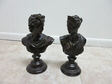 Pair Maitland Smith Bronze Bust French Regency Roman Male Female Man Women picture