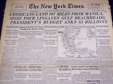 1945 JAN 10 NEW YORK TIMES - AMERICANS LAND 107 MILES FROM MANILA - NT 539 picture