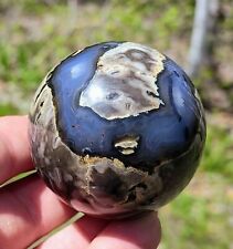   BLUE VOLCANO AGATE CRYSTAL SPHERE 58MM GORGEOUS UV REACTIVE DISPLAY SPHERE 💫 picture