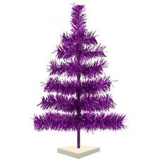 24'' Shiny Purple Christmas Feather Tinsel Tree Tabletop Holiday Tree 2FT Tall picture