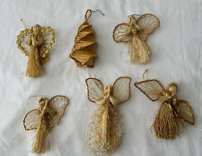Vintage Straw Angels & Tree  Set Of 6 Christmas Ornaments picture