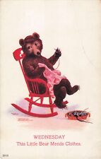 Vintage Postcard Artist Signed B. Wall Little Bear Mends Clothes Ullman c.1907 picture