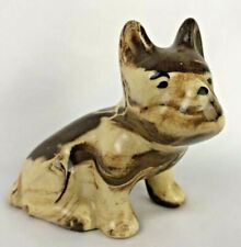 Vintage Dog Bulldog Puppy Ohio Art Pottery Juanita Ware Brown Slag Figurine Deco picture
