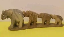 Hand Carved Stone Elephant Walk Decoration Elephant Family on Parade  picture
