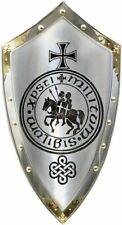 Medieval Templar Armor Shield Made Solid Steel & Brass Shield Handmade Shield picture