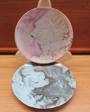 Vtg Sascha Brastoff Ceramic Saucers Set 2 Blue Pink Calif Pottery Small Plates picture