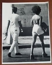1973 B&W Glossy Photo New York City Retro Fashion Woman Shorts Platforms 8x10 picture