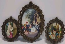 VINTAGE ITALY DECORATIVE ORNATE METAL WALL PLAQUES WALL DECOR VICTORIAN STYLE  picture