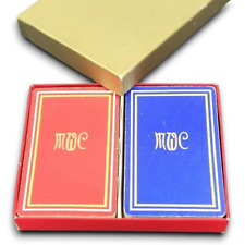 Vintage Gemaco Monogram Double Deck Playing Cards Initials MWC Gold Trim Box Set picture