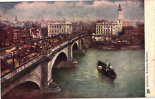 Tuck's Oilette London England Bridge Traffic Canoe Travel Vintage Postcard picture