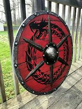 Medieval RED Ouroboros Battleworn Viking Shield... picture
