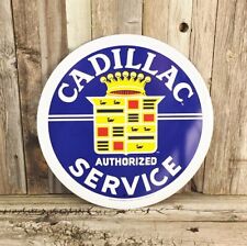 Cadillac Authorized Service DeVille Metal Tin Sign Round 12