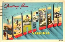 1948, Greetings from NORFOLK, Virginia Large Letter Linen Postcard picture