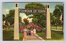 St Petersburg FL-Florida, Fountain of Youth, Antique Souvenir Vintage Postcard picture