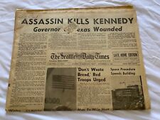 JFK. Rare November 22, 1963 Seattle Daily Times picture