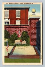 Philadelphia, PA-Pennsylvania, Benjamin Franklin's Grave, c1952 Vintage Postcard picture