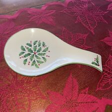 Lenox Holiday Spoon Rest Holly & Berries Pattern 8.75”Long Christmas -  picture