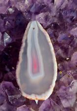 COLORFUL BRAZILIAN AGATE SLICE PRE-DRILLED FOR HANGING    60MM × 31MM picture