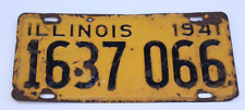 Illinois 1941 VTG License Plate Auto Tag Original Paint Antique Car 1637-066 IL picture
