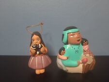 Vintage Native American Storyteller Hanging  pottery Ornaments Lot of 2 picture