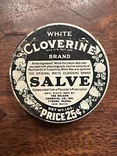 Vintage White Cloverine Salve Tin Container picture