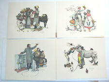 4 Vintage Norman Rockwell Traveling Salesman Embossed Print Set To Frame 1970s E picture