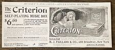 Dec.1899 CRITERION Self-Playing MUSIC BOX Vtg Victorian Print Ad~M.J.Paillard&Co picture