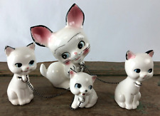Vintage 1950s 1960s Anthropomorphic Mom Cat Baby Kittens Chained MCM Leash Lot 4 picture