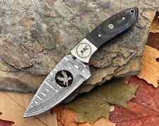 Damascus Steel Fixed Blade Hunter Knife Wood Handle Handmade Full Tang LASER CUT picture