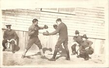 SOLDIERS BOXING original real photo postcard rppc FIGHTING US ARMY TROOPS WW1 picture