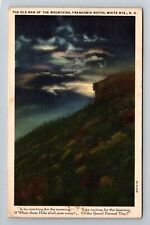 White Mountains NH-New Hampshire, Old Man Of Mountains, Vintage c1936 Postcard picture