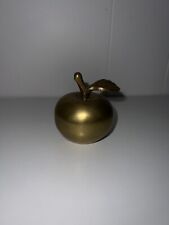 Vintage Solid Brass Apple Figural Hand Bell 2” Teacher's Gift Unpolished picture