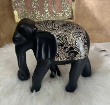 Elephant Figure Statue with Gold Flowers Design -Majestic indian elephant picture