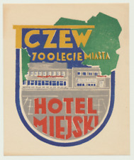 Vintage luggage label Hotel Miejski  Poland picture